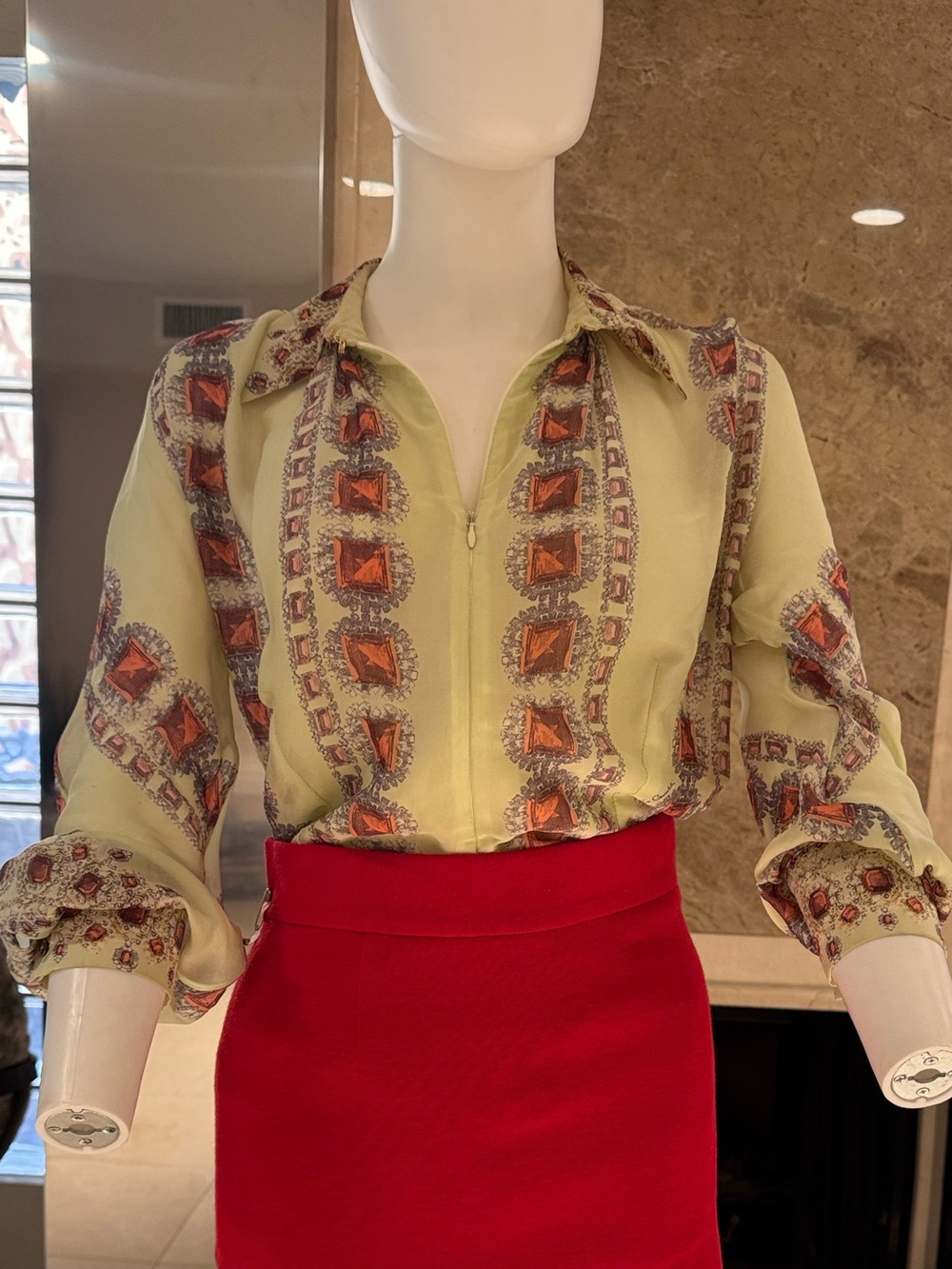 Vintage Roberto Cavalli 100% Silk Jewelry Printed Blouse Jacket M Italy